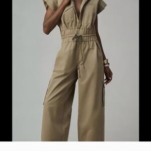Farm Rio Women's Tan Jumpsuit Jumper Utility Size M